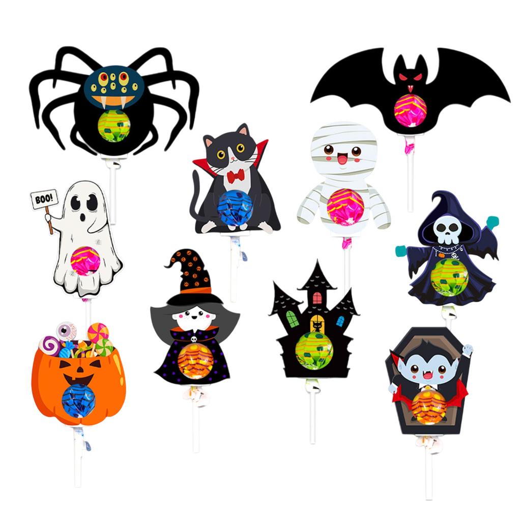 New Halloween Decoration Theme Paper Lollipop Card Scene Layout Props Party Supplies
