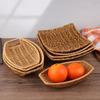 Square Oval Rattan Fruit Bread Snacks Storage Tray Coffee Bar Display Basket Nordic Desktop Cosmetic Sundries Organizer