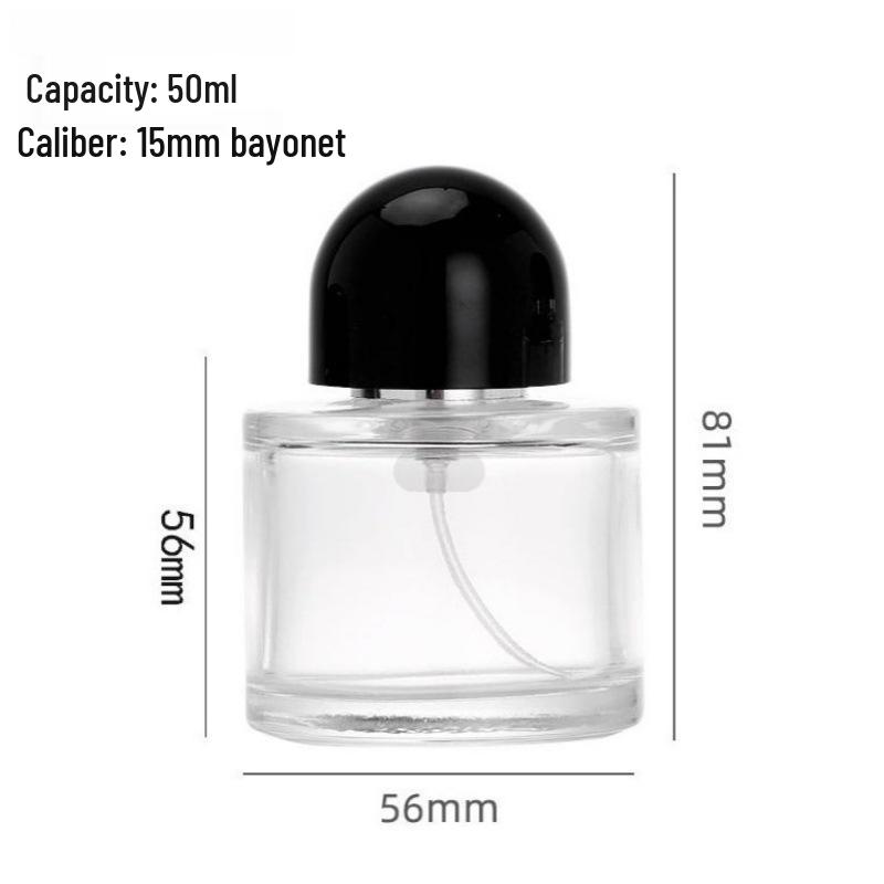 Glass Perfume Decanter: Cylindrical Bottle with 15mm Opening & Spray Cap, Empty