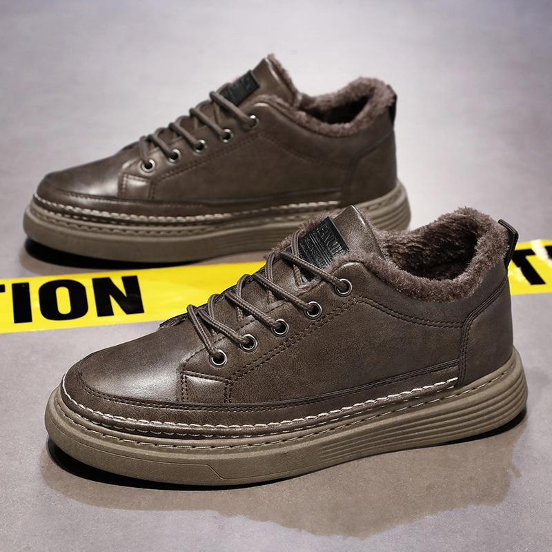 

Модная зимняя обувь для мужчин 2024 года, кожаные теплые туфли на толстой подошве, износостойкие спортивные мужские повседневные туфли для активного отдыха Zapatillas Hombr 44