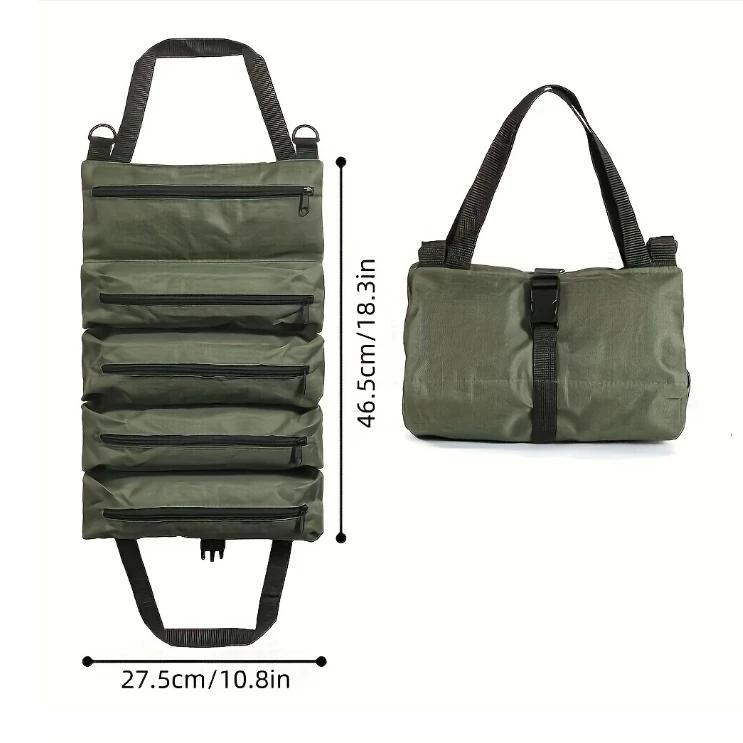 Heavy Duty Roll Up Tool Bag 5 Pocket Handtools Roll Organizer Waterproof Tool Pouch for Handheld Convenience Durable Handbag