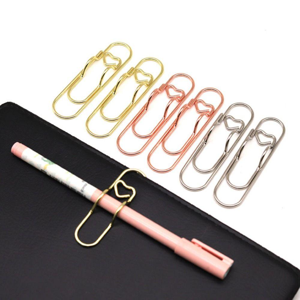 10pcs Paper Fix Clips Paper Clips Colorful Bookmarks Office Multi-functional Pen Holder  Metal