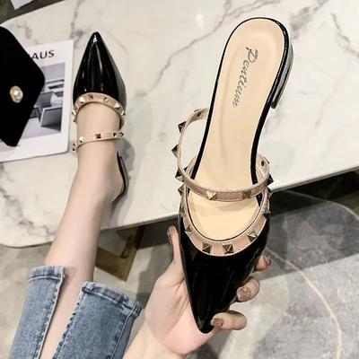 Netzrote Umschlag-Hausschuhe Damenmode coole Hausschuhe spitz mittlerer Absatz Sommer sexy Kopf-Halbhausschuhe Damen