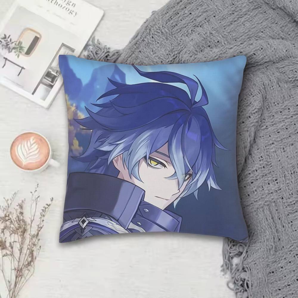 G-Genshin I-Impact F-Flins Pillow Case Pattern Printed Pillowcase For Living Room Sofa Cushion Cover