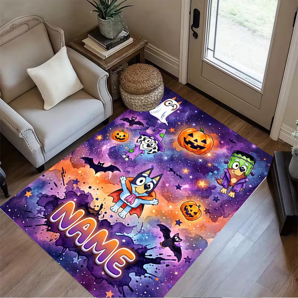 Halloween Friends Celebration Customize Your Name Floor Rug Office Rug Perfect for Dormitory Study Room Dining Room Balcony Anti-slip Rug