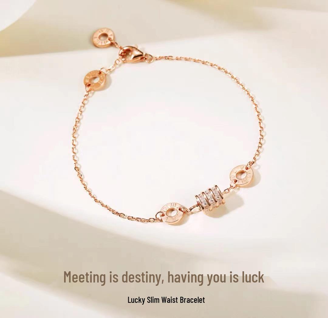 Тонкий браслет на запястье  Счастливая талия  из медно-никелевого сплава с покрытием Rose Gold - Элегантный подарок для женщин и подруг