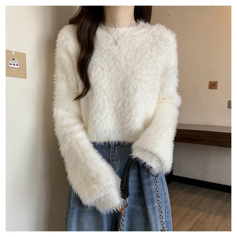 Womens Loose Pullover Sweater Soft Faux Mink Knit Small Size Fall Winter Casual Elegant