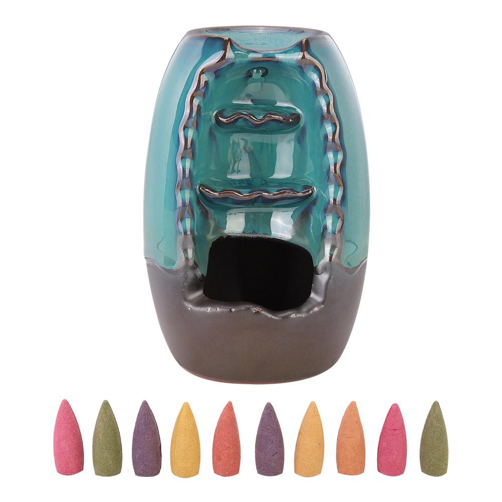 

Household Ceramic Backflow Smoke Incense Holder Censer Aroma Home Decoration OrnamentsBlue синій