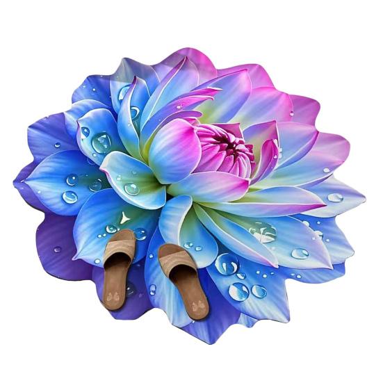 Flower Floor Rug Non-Slip Absorbent Bathroom Mat Decorative 3D Realistic Pattern Floral Mat
