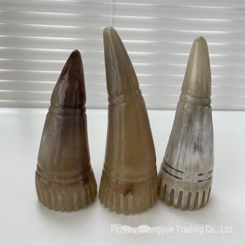 Ox Horn Shampoo Comb: Horn Tip Head Massager & Acupoint Therapy Triangle Comb