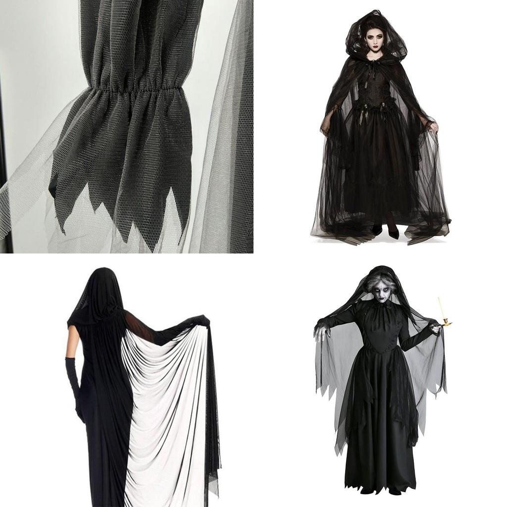 Scary Ghost Bride Costume For Women Halloween Cosplay Party Elasticity Cape Gloves Skirt S-xxl