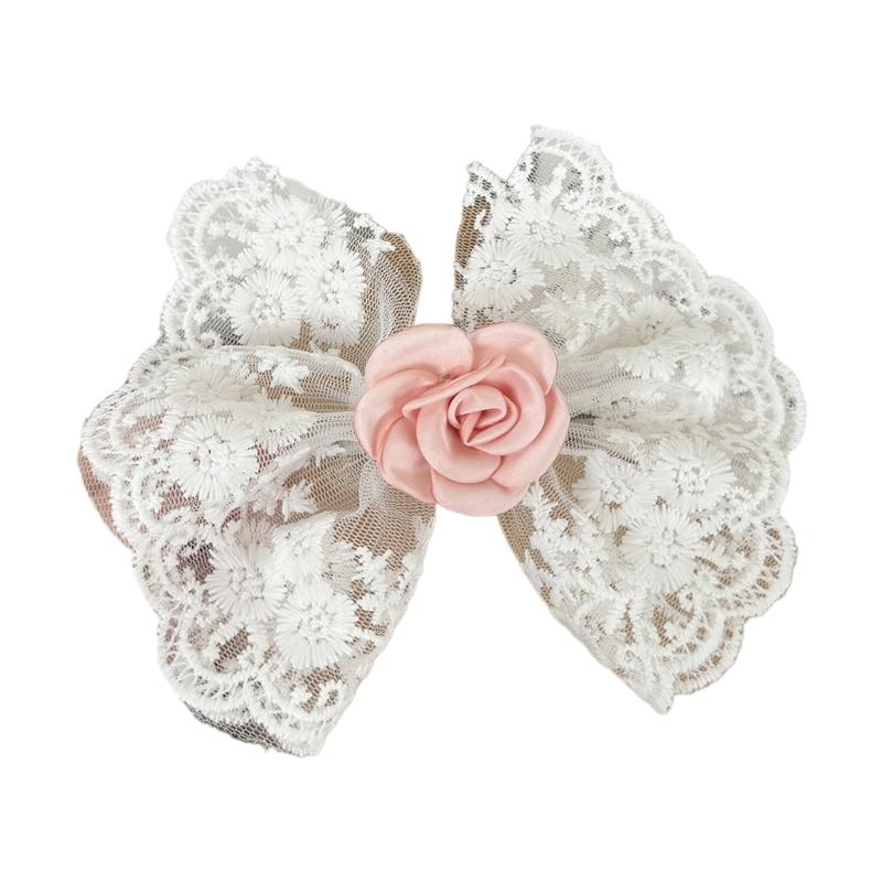 

Bowknot Hair Clip Elegant Flower&Embroidery Lace Bowknot Shape Hair Clip for Girl Summer Spring Ponytail Styling Tiaras 1