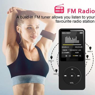 Portable MP3 Player HiFi Music Walkman Bluetooth USB Charging Record Digital Display Screen Support FM Radio E-Book Recording