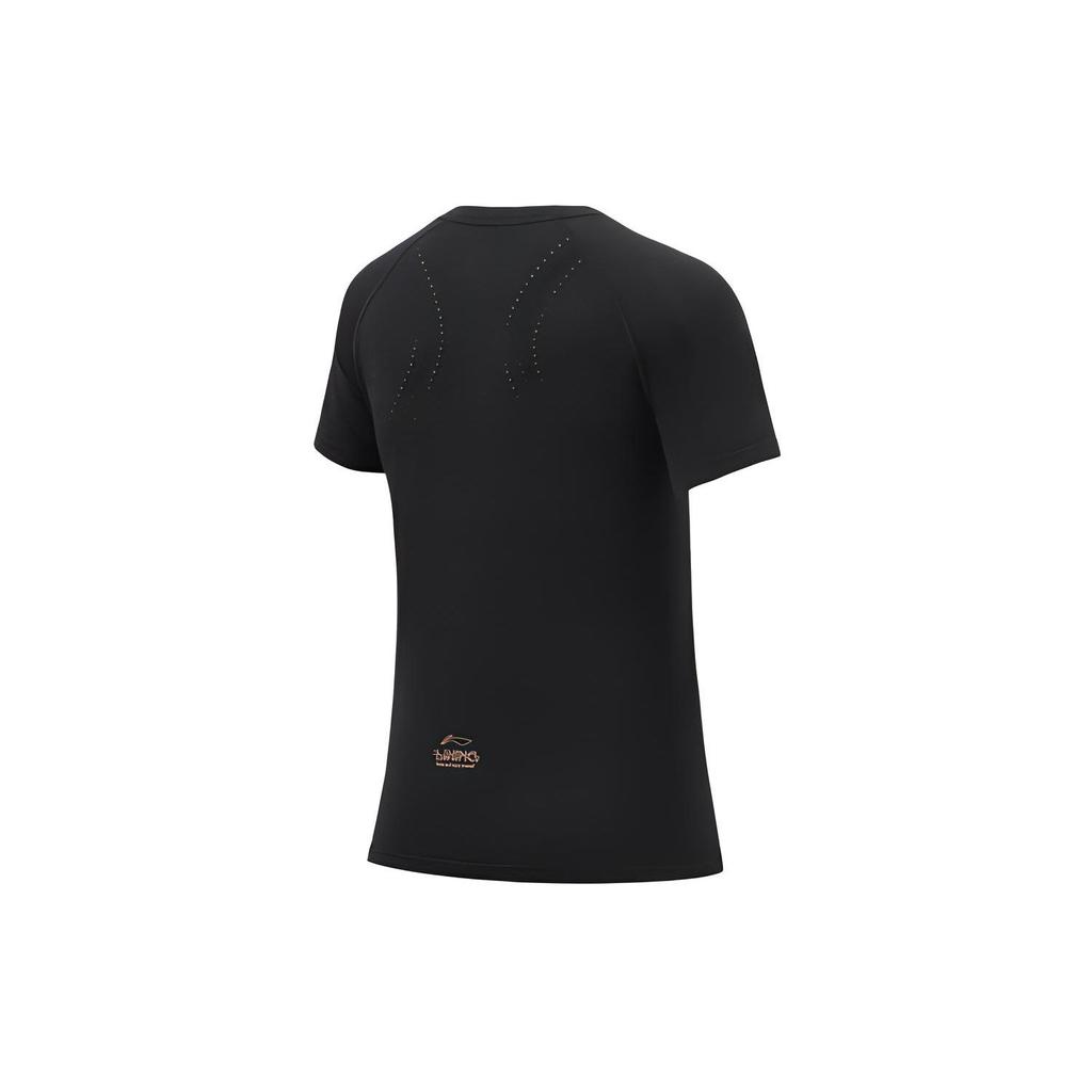 Li Ning Training Series Casual Round Neck Short Sleeve T-Shirt Women Tops Black ATSR366-1