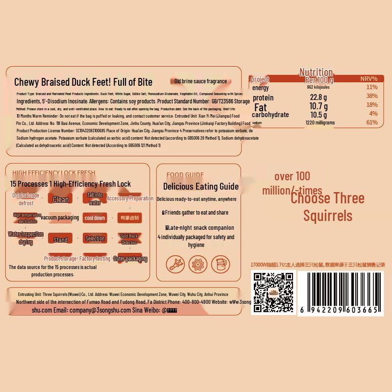 Three Squirrels Assorted Braised Duck Snacks