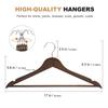 ELONG HOME Wooden Clothes Hangers with Non-Slip Indents and Trouser Bars, Shape-Retaining, 360-Degree Rotating Slim Clothes Hangers for Suits, Shirts,