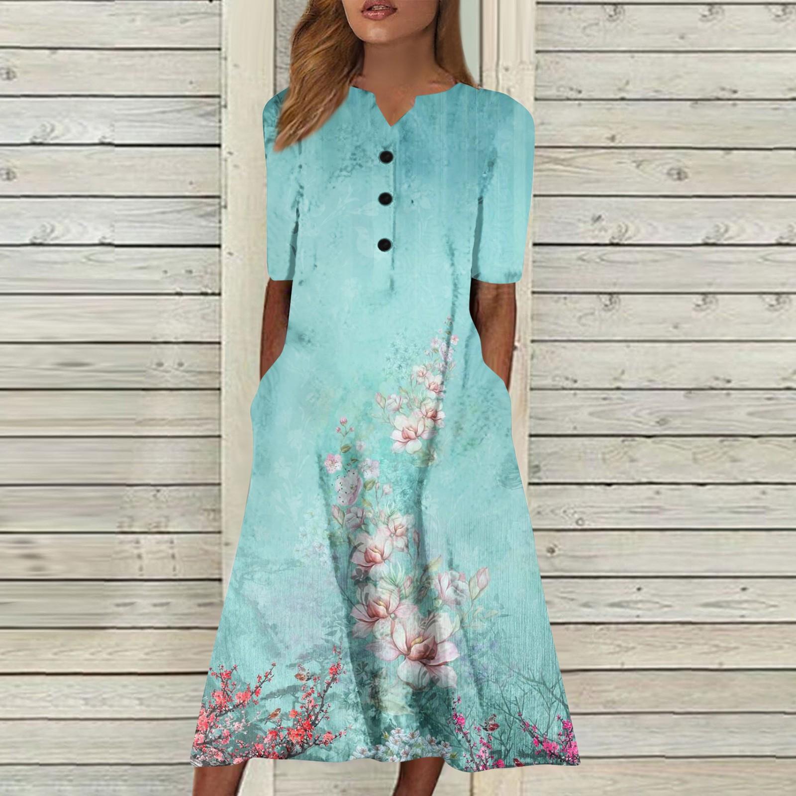 Женская летняя повседневная модная пляжная свинг-юбка с v-образным вырезом и короткими — фото 6