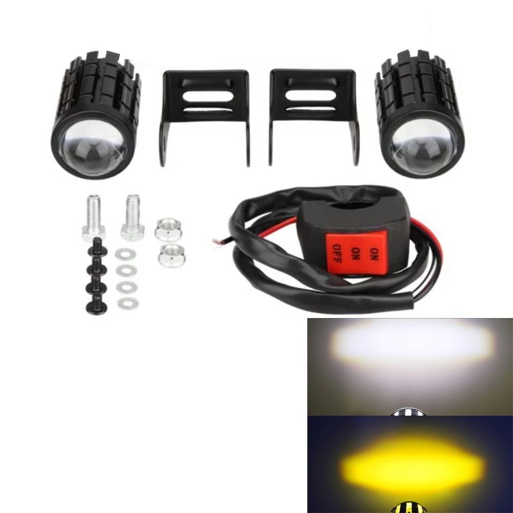 2Pcs Fisheye Lens Motorcycle Mini Driving Light LED Headlight Projector  Car Additional Lights
