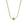 Simple High‑End Titanium‑Steel Small‑Round‑Bead Women Necklace, Fashion Light‑Luxury Small‑Golden‑Bean‑Pendant Collarbone Neck Chain