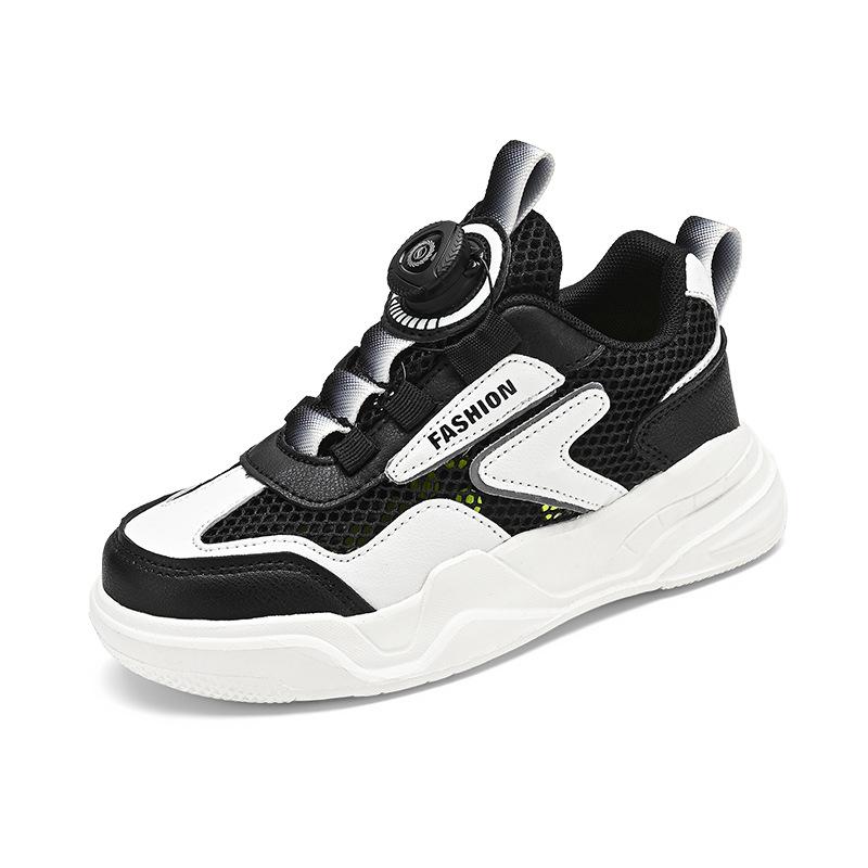 Classmate 2025 Summer Single Net Hollow Thick Baseplate Shoes Medium and Large Children Breathable Fashion Boys and Girls Rotating Buckle Sports Shoes