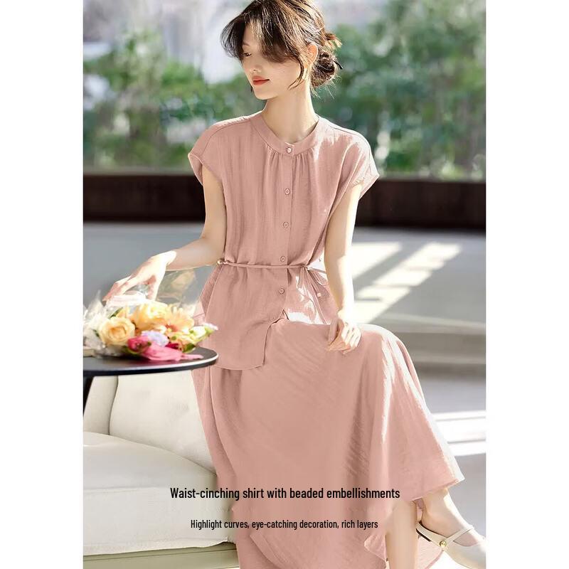 XWI Women s Linen Blend Relaxed Shirt & Skirt Set XL
