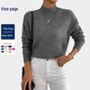 Women's Solid Color Loose Knit Sweater - Half-High Neck, Long Sleeve, Autumn/Winter Fashion.