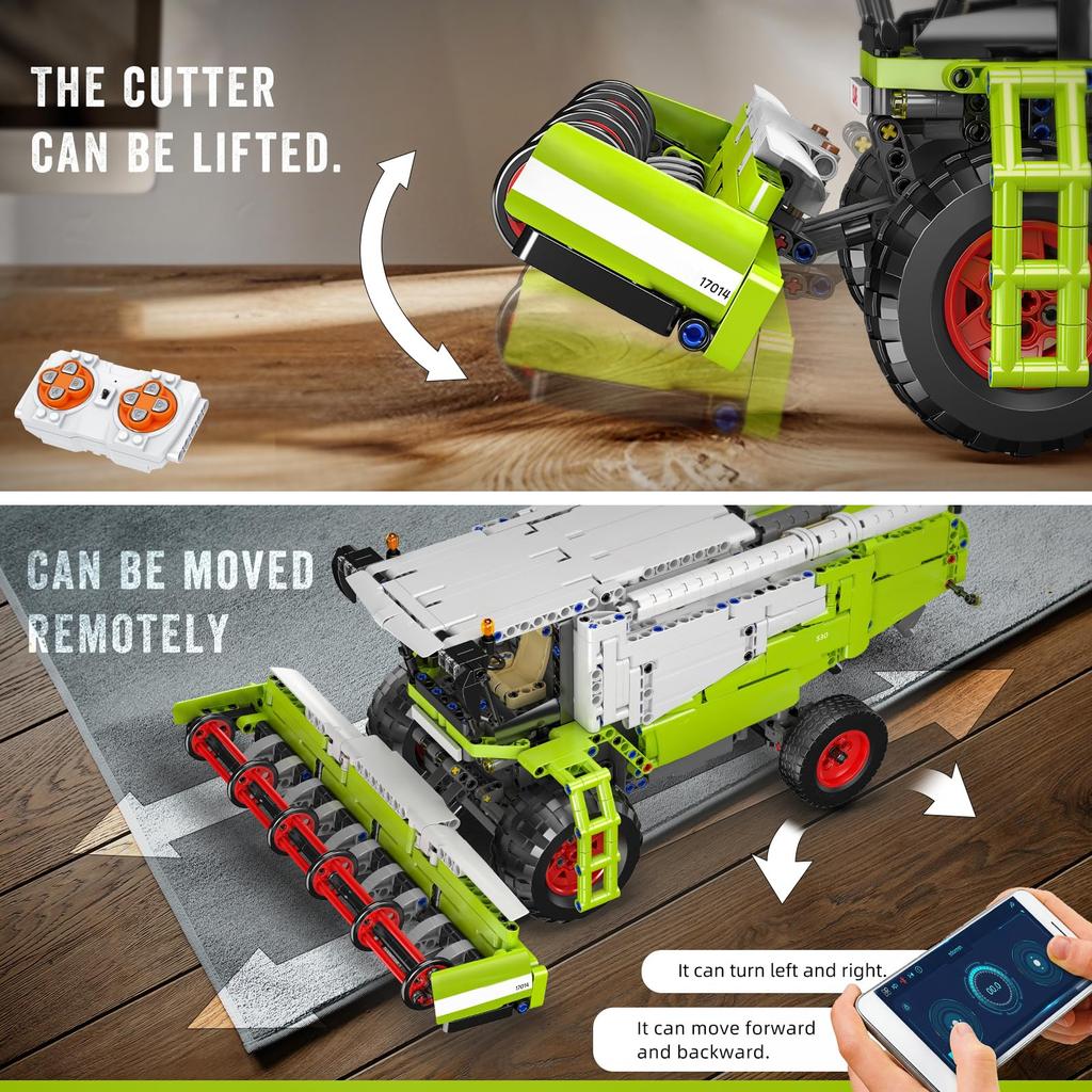 Mould King 17014 Technology Remote Control Combine Block Kit, MOC Electric Heavy Construction Vehicle, Lactator Technology Clamp Block Block Toy for