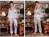 Men's Silk Long Sleeve Pajamas Set: Spring to Autumn, Lightweight, Loose, and Comfortable Homewear.