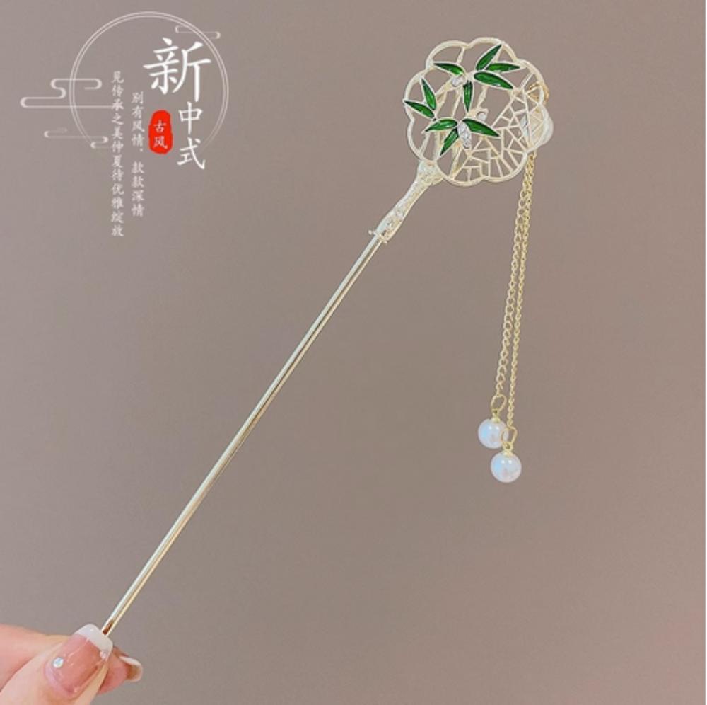 Elegant Chinese Style Hair Accessories Vintage Spring Flower Element Hairpins Light Luxury Tassel Hair Stick For Women Girls