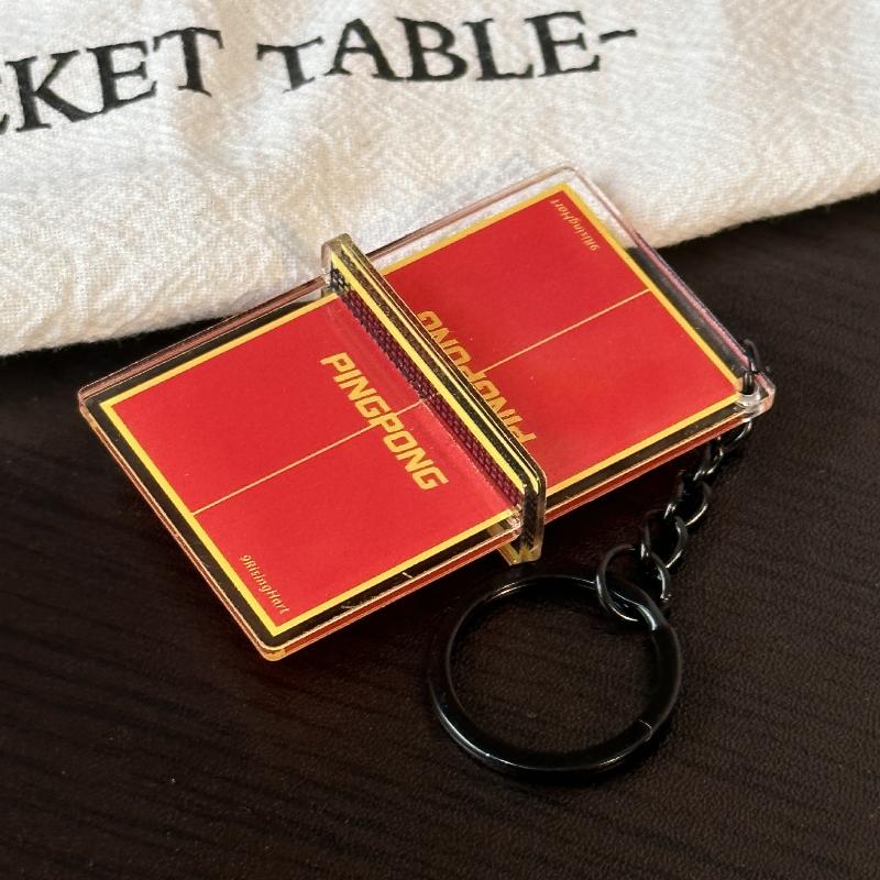 Acrylic Ping Pong Table Keychain Double Sided Mini 3D Sports Keyring Bag Pendant Car Key Chains Souvenir Gift