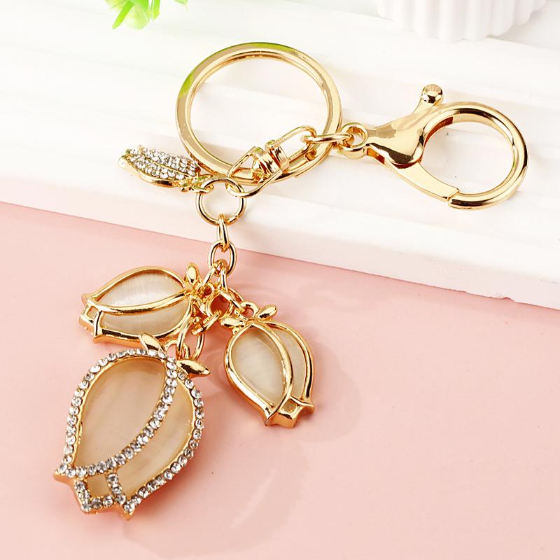 Big Rhinestone Flower Key Finder Chaveiro New Fashion Crystal Tulip Bag Charm For Women Bag Charm