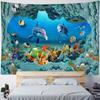 Underwater World Tapestry Wall Hanging Dolphin Shark Seaweed Art Print Tapestry Cartoon Home Sheets Bedroom Wall Decoration