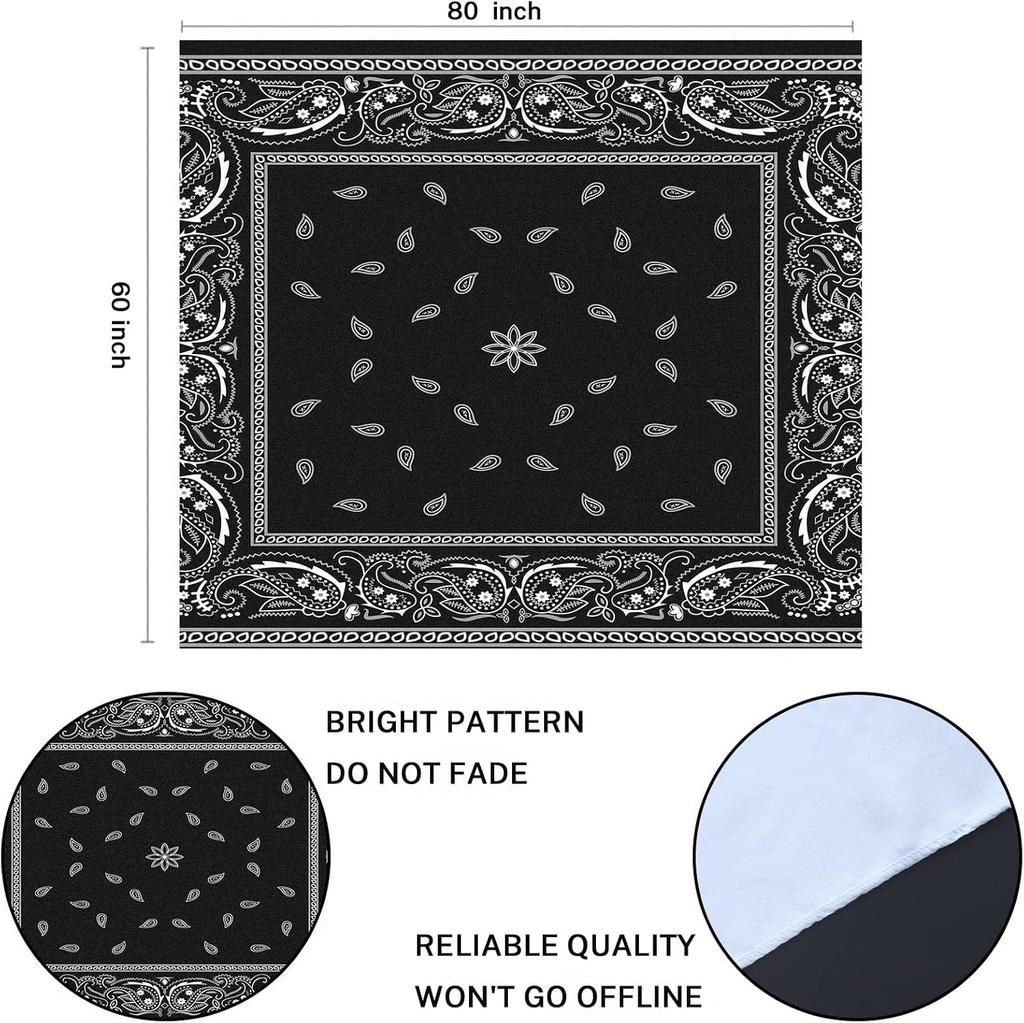 Tapestry Colorful Paisley Black Pattern Bandanna Border Scarf White Home Decor Wall Hanging for Living Room Bedroom Dorm