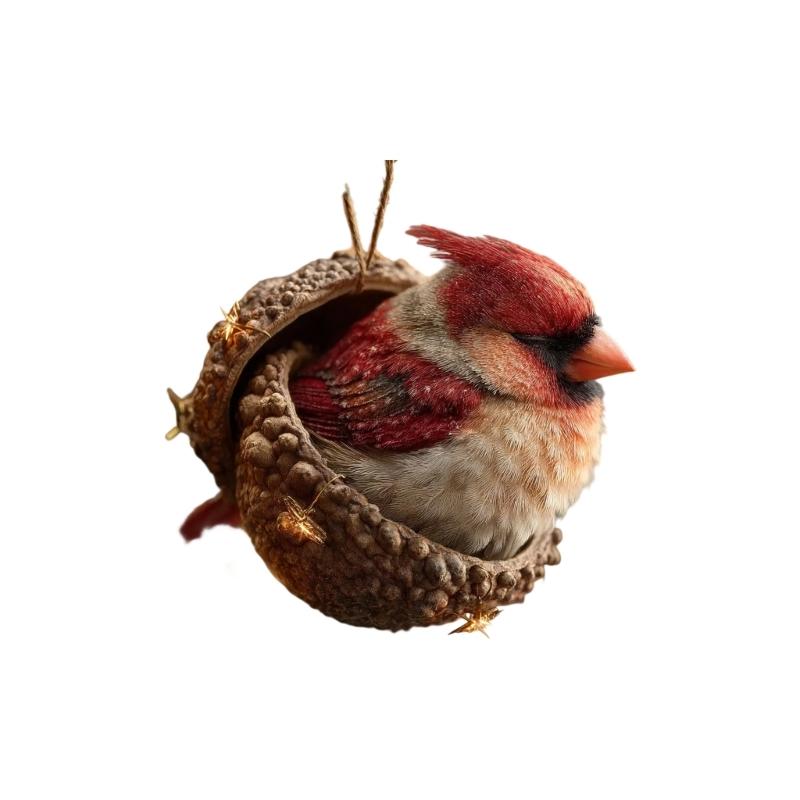 (1 Stück) Weihnachtsdekoration - Acryl-Tierdekor mit roten Beeren, Baumhänger für Hütte, Bauernhaus-Feiertagsdekorationen