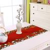 Red Embroidered Hollow Out Christmas Table Runner 38.1x177.8 cm Polyester Machine Woven for Holiday Decor