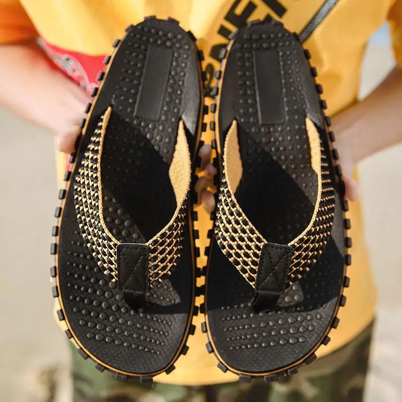 Fashion Outdoor Shoes Slippers for Men Flip Flops Eva Rubber Flat Shiatsu Sandals Man Elegant Designer Luxury Original Low Price Adult