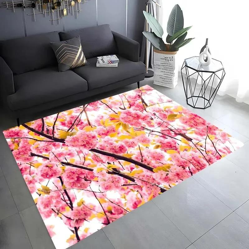 Cherry Blossom Landscape Pattern Floor Mat Door Front Decoration Home Living Room Floor Mat