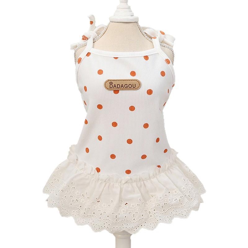 INS Fresh Pet Teddy Pomeranian Small Dog Dog Clothes Polka Dot Suspender Princess Skirt Spring Summer Thin