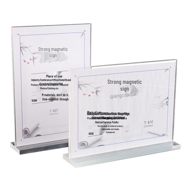 T-Type Magnetic Table Tent Card Holder: Dual-Use Horizontal & Vertical Display Stand