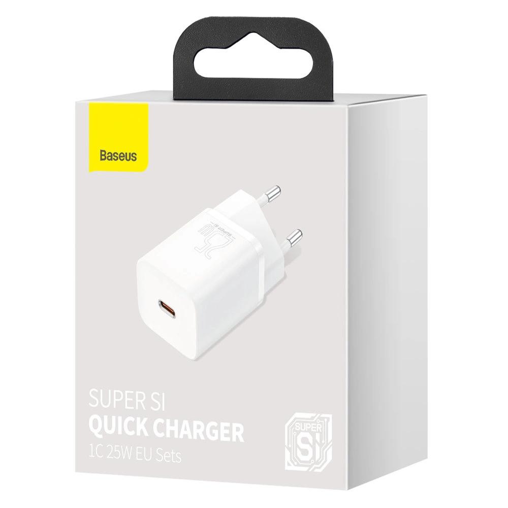 Baseus Super Si 1C Fast Charger Usb Type C 25W Power Delivery Quick Charge White (Ccsp020102)
