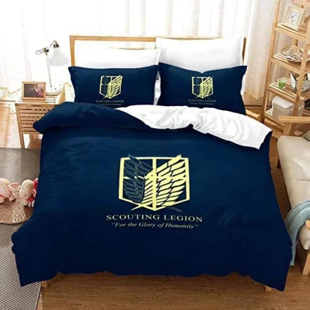 3D Anime Attack On Titan AOT Printed Bed Set Duvet Cover Pillowcase Bedding Set Bed Linen Sheet Quilt Cover Full Queen King Size