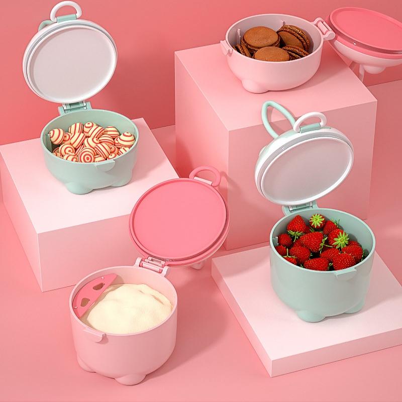 Cartoon Portable Milk Powder Container With Spoon Baby Milk Powder Storage Box Baby Feeding Travel Container