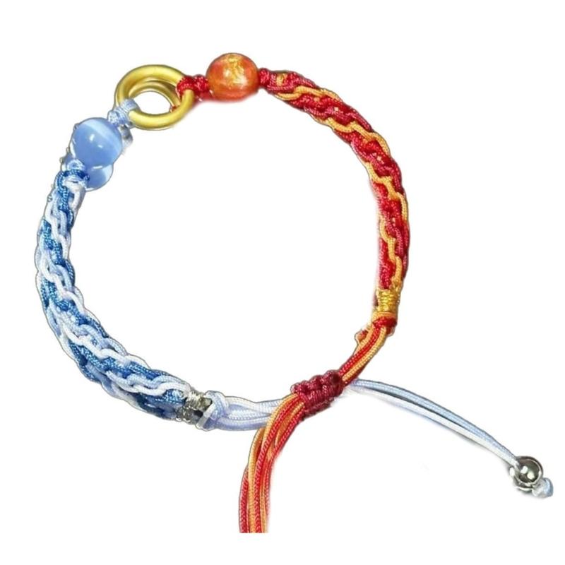 

Anime Inspired Friendship Bracelet Red Blue Contrast Fashion Braided Bracelet For Anime Enthusiasts And Collectors 1