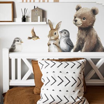 Watercolour Small Brown Bear Small Animal Bedroom Living Room Home Background Beautification Decoration Wall Stickers