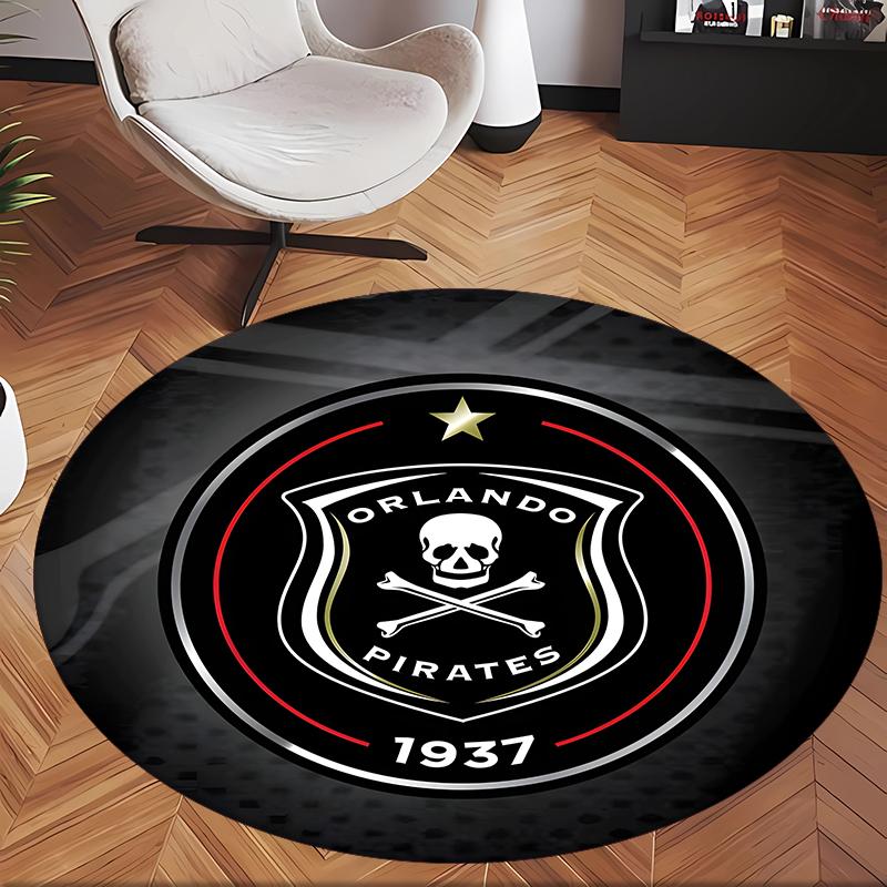 Orlando Pirates (1) Round Office Rug Decorative Floor Rug for Office Bedroom Living Room and Home Space
