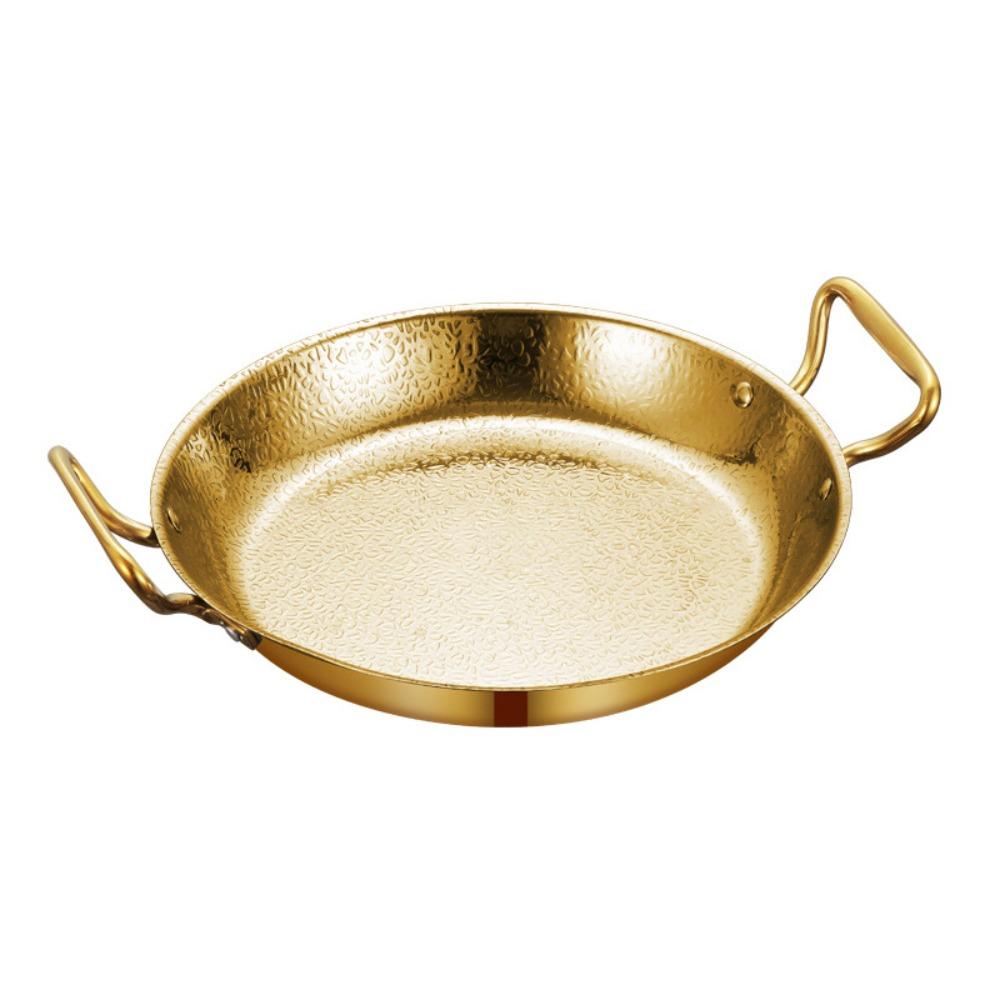 Flat Bottom Seafood Rice Pot Stainless Steel Stock Pot Hammer Grain Seafood Paella Pan Cooking