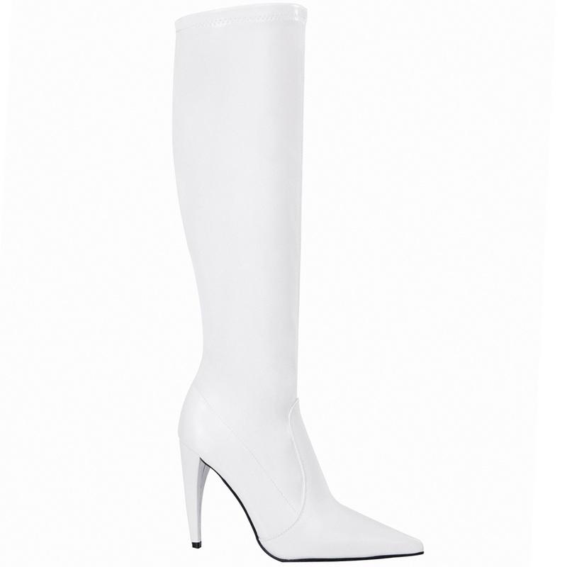 Moda FHC 10cm Zakrzywiony Obcas Damskie Kozaki do Kolan, Lakierowana Skóra Długie Botki Męskie Cross-dressing Buty Cosplay, Czarne, Kolory na Zamówienie