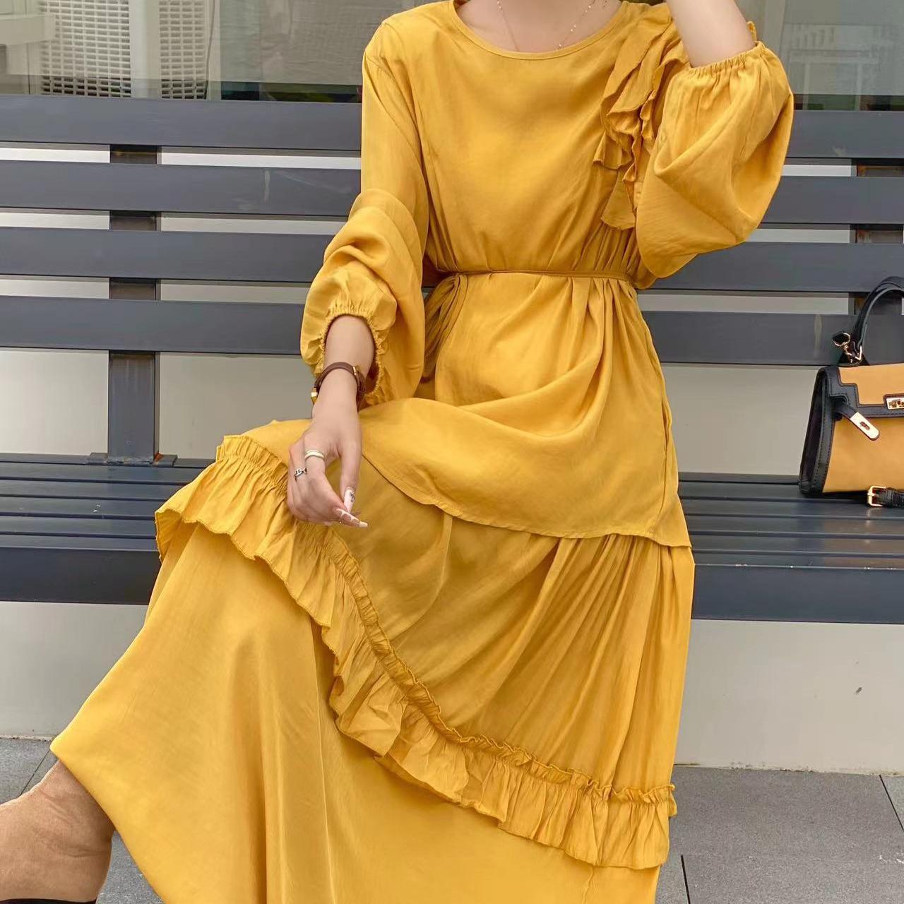

Корейский асимметричный топ с оборками, женский свободный, со шнуровкой на талии, утягивающий, с открытыми плечами, с юбкой-шарфом, комплект из 2 предметов one size жёлтый
