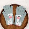 1 Pair Women Giraffe Knitted Gloves Winter Warm Thick Yarn Touchscreen Gloves Outdoor Cycling Cold Weather Five-Finger Thermal Gloves