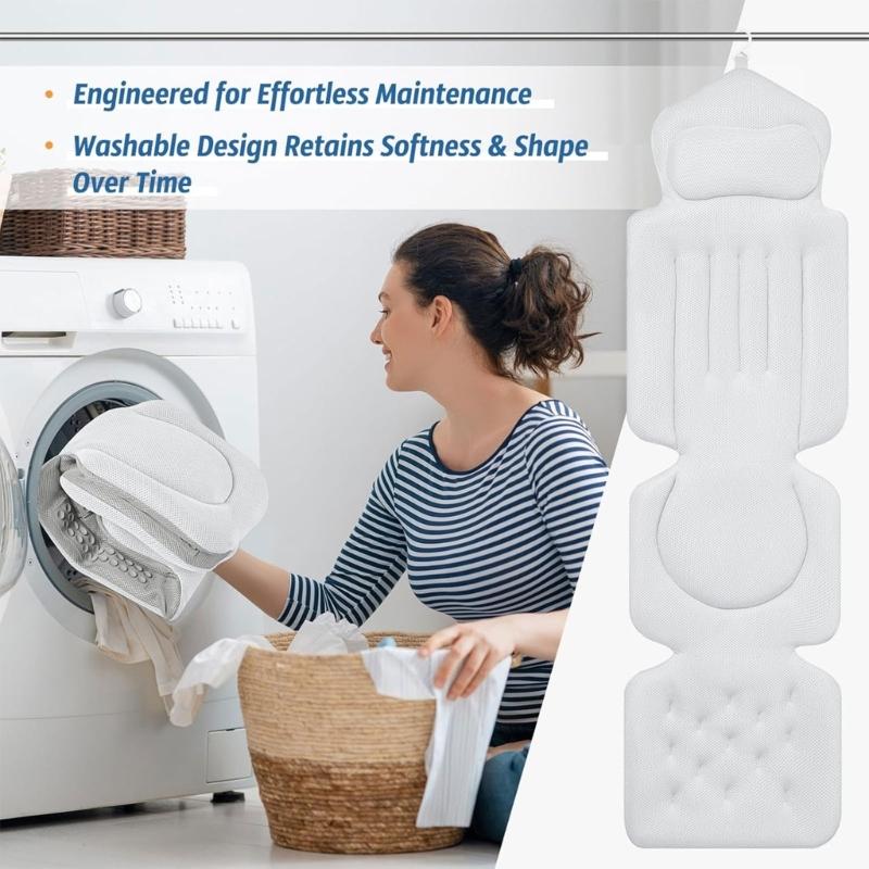 Nonslip Spa Mat Build in Lumbar Support for Back Comfort Easy Installation Fast Drainage Holes and Wide Compatibility